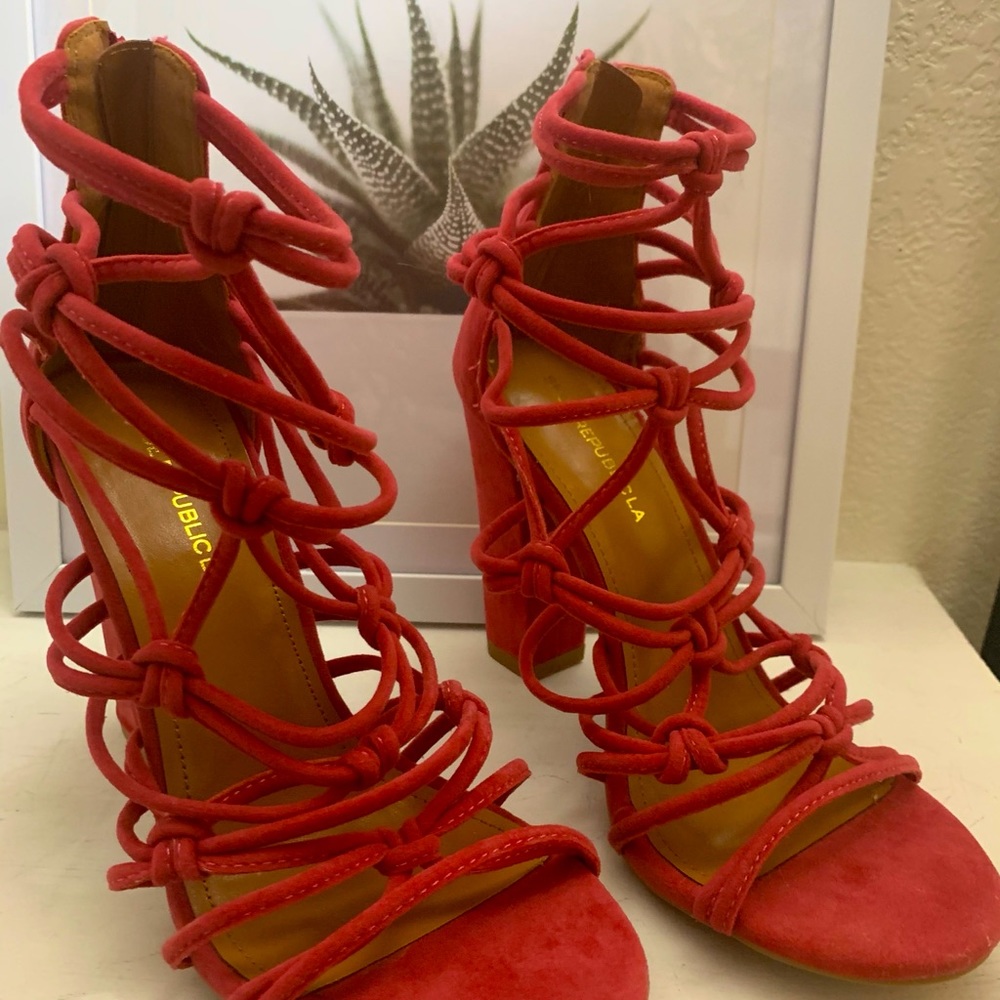 Plum Knotted Block Heels fit a 7.5